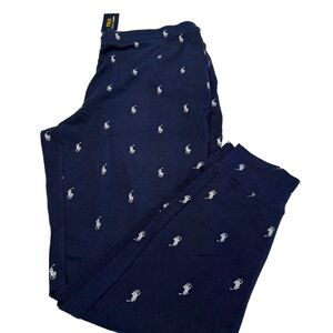 Polo Ralph Lauren Men's Navy Blue All Over Pony Sleep Jogger Pants Size XL NWT